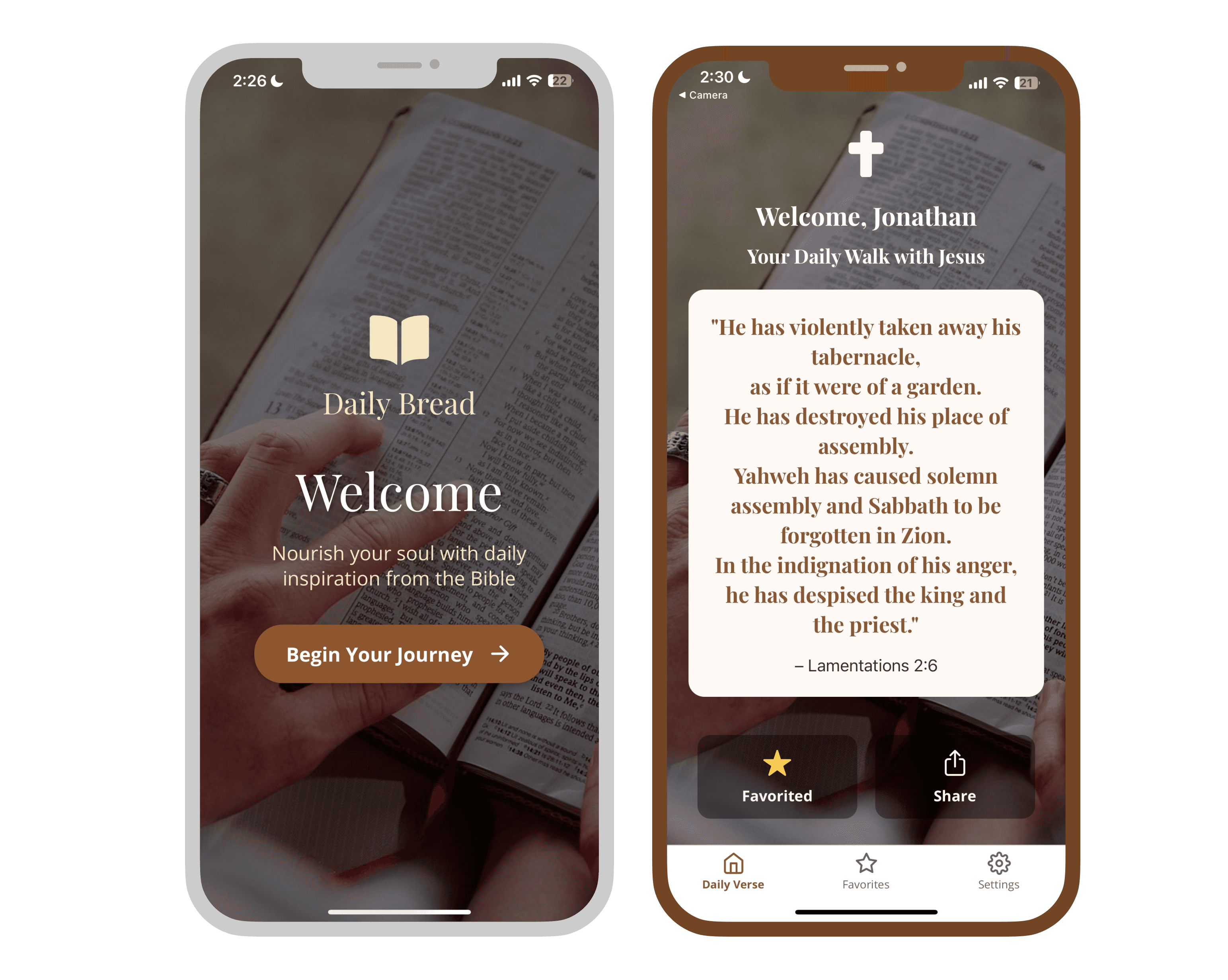 Daily Bread Reflections App Interface Preview